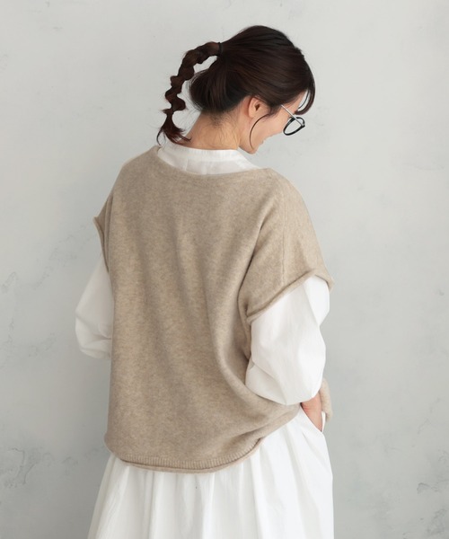soulberry（ソウルベリー）の「キーネックのニットベスト（ベスト・レディース・ベージュ・M/L/LL/3L/4L/5L）」の17枚目の写真