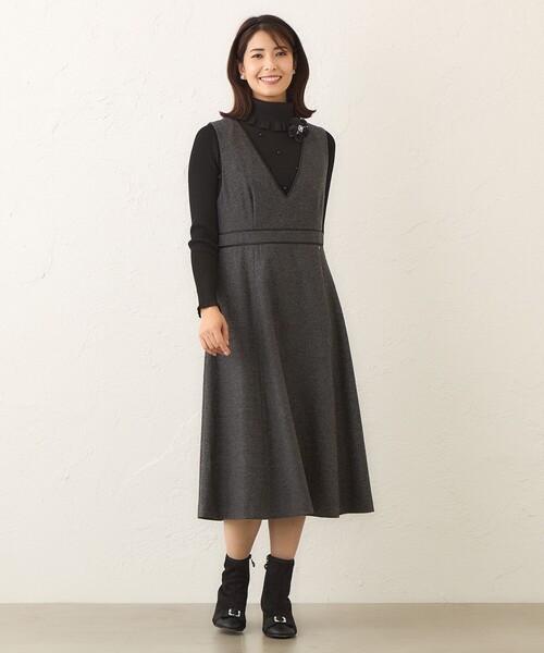TO BE CHIC(トゥー ビー シック)の「ホームスパン ジャンパースカート(ジャンパースカート・レディース・グレー系その他2/ブラック・40/42)」の12枚目の写真