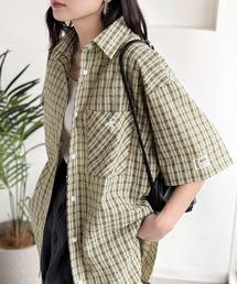 Java（ジャバ）の「《JaVaジャバコラボ》ベーシックに、垢抜けを。胸ポケット刺繍サッカーチェックシャツ(半袖)（シャツ/ブラウス）」