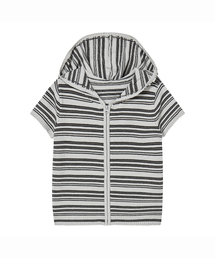 PRENDA STRIPE KNIT ZIP-UP GRAY