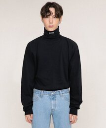 [UNISEX] GRAVERロゴロングネックポーラマンツーマン_ブラック