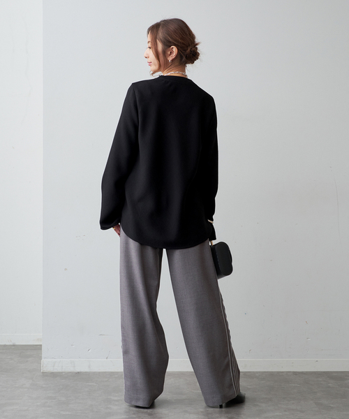 VERMEIL par iena（ヴェルメイユパーイエナ）の「アンティークジョーゼットブラウス（シャツ/ブラウス・レディース・ホワイト/ブラック・FREE）」の7枚目の写真