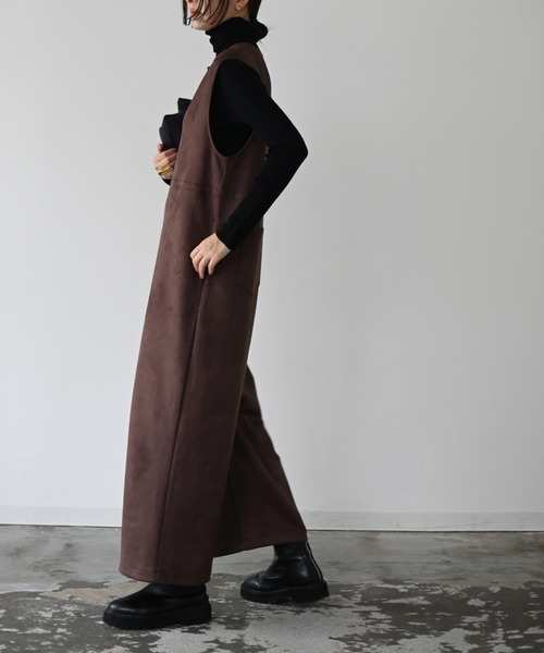 Marient（マリエント）の「エコスウェードフロントジップオールインワン（つなぎ/オールインワン・レディース・ブラウン・S）」の4枚目の写真