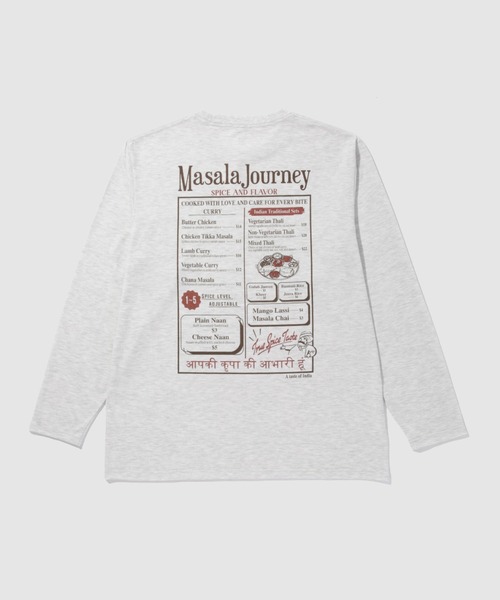 Mac-House（マックハウス）の「【T-GRAPHICS / ティーグラフィックス】フードメニュー長袖Ｔシャツ（Tシャツ/カットソー・メンズ・ネイビー/オフホワイト/グレー/ホワイト/ブラック・S/M/L/XL）」の2枚目の写真