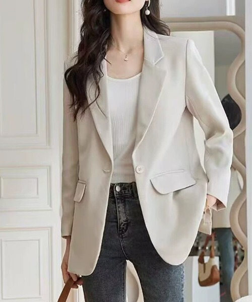 SallyLunn(サリーラン)の「シンプルテーラードジャケット(その他アウター・レディース・ホワイト/ブラック・MEDIUM/LARGE)」の2枚目の写真