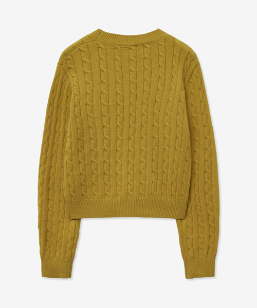 LADY VOLUME(レディーボリューム)の「CABLE ROUND CROP KNIT_YELLOW(ニット/セーター・レディース・その他・MEDIUM/SMALL)」の3枚目の写真