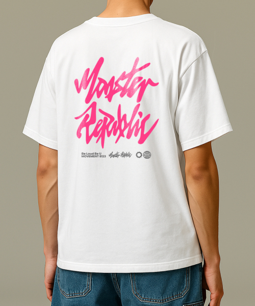 MONSTER REPUBLIC（モンスターリパブリック）の「アセンティックロゴピンクTシャツホワイト_8123（Tシャツ/カットソー・レディース・その他・SMALL/MEDIUM/LARGE/X-LARGE）」の4枚目の写真