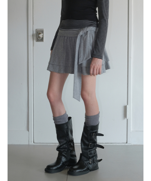 ETMON(エトモン)の「Knotted Frill Mini Skirt, Melange Grey(スカート・レディース・その他・F)」の1枚目の写真