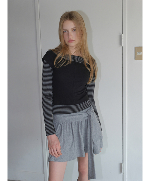 ETMON(エトモン)の「Knotted Frill Mini Skirt, Melange Grey(スカート・レディース・その他・F)」の2枚目の写真