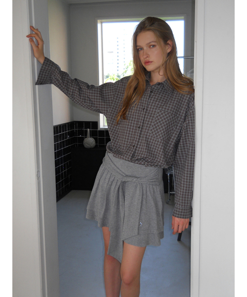 ETMON(エトモン)の「Knotted Frill Mini Skirt, Melange Grey(スカート・レディース・その他・F)」の6枚目の写真