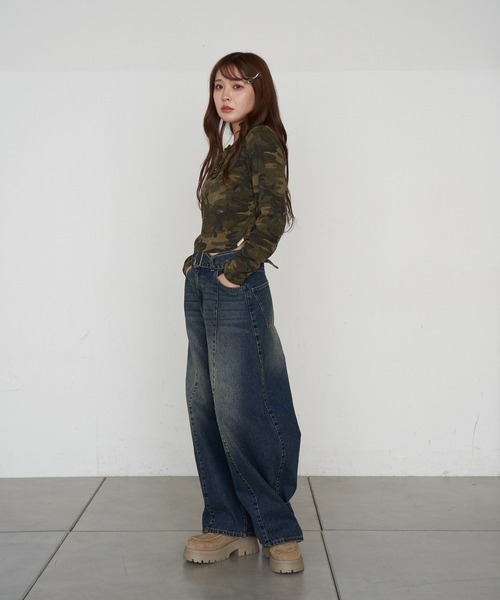 RAY CASSIN（レイカズン）の「迷彩ワッフルヘンリーTシャツ（Tシャツ/カットソー・レディース・ベージュ/ブラウン/カーキ・FREE）」の8枚目の写真