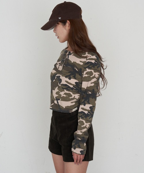 RAY CASSIN（レイカズン）の「迷彩ワッフルヘンリーTシャツ（Tシャツ/カットソー・レディース・ベージュ/ブラウン/カーキ・FREE）」の11枚目の写真