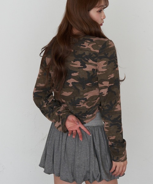 RAY CASSIN（レイカズン）の「迷彩ワッフルヘンリーTシャツ（Tシャツ/カットソー・レディース・ベージュ/ブラウン/カーキ・FREE）」の19枚目の写真