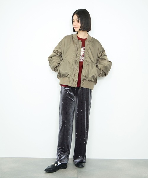 Mac-House(マックハウス)の「中綿MA-1ジャケット(ブルゾン・レディース・ブラック/カーキ・FREE)」の15枚目の写真