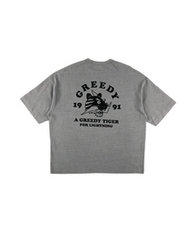 OURPOCKETS（アワーポケッツ）の「グリッドピグメントタイガー 6部オーバーサイズTシャツ（スティールグレー）（Tシャツ/カットソー）」