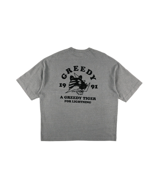 OURPOCKETS(アワーポケッツ)の「グリッドピグメントタイガー 6部オーバーサイズTシャツ(スティールグレー)(Tシャツ/カットソー・レディース・グレー・MEDIUM/X-LARGE)」の1枚目の写真