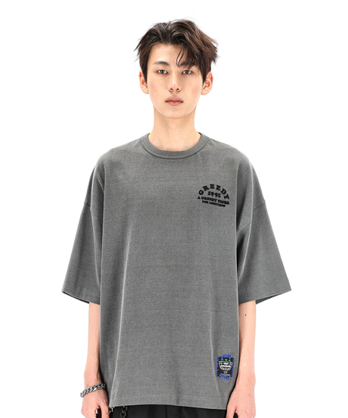 OURPOCKETS(アワーポケッツ)の「グリッドピグメントタイガー 6部オーバーサイズTシャツ(スティールグレー)(Tシャツ/カットソー・レディース・グレー・MEDIUM/X-LARGE)」の2枚目の写真