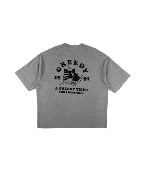 OURPOCKETS(アワーポケッツ)の「グリッドピグメントタイガー 6部オーバーサイズTシャツ(スティールグレー)(Tシャツ/カットソー・レディース・グレー・MEDIUM/X-LARGE)」の3枚目の写真