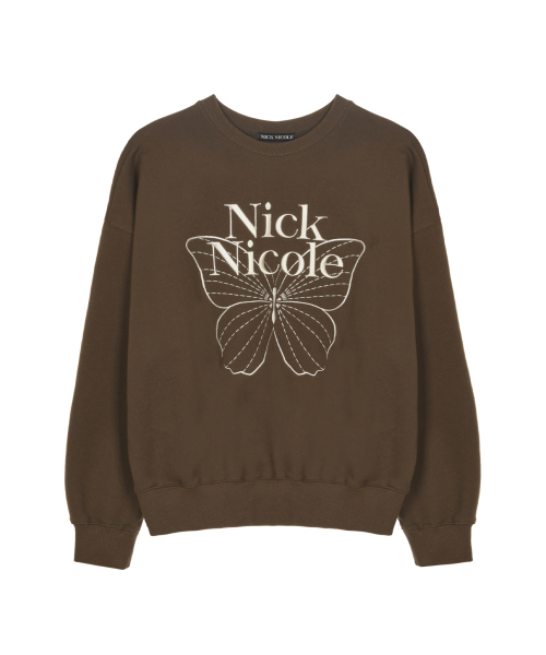 NICK&NICOLE（ニックアンドニコール）の「VOLUME BUTTERFLY SIGNATURE SWEATSHIRT_BROWN CREAM（スウェット・レディース・その他・FREE）」の3枚目の写真