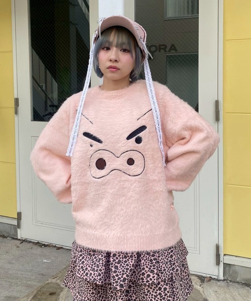Candy Stripper（キャンディストリッパー）の「【クレヨンしんちゃん】ふわふわ フェイス ニット（ニット/セーター・レディース・オフホワイト/ベージュ/ピンク・FREE）」の15枚目の写真
