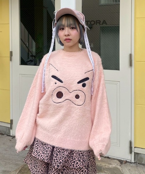 Candy Stripper（キャンディストリッパー）の「【クレヨンしんちゃん】ふわふわ フェイス ニット（ニット/セーター・レディース・オフホワイト/ベージュ/ピンク・FREE）」の16枚目の写真