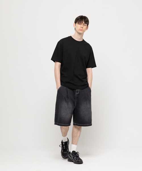 CHAMBROS（チャンブロス）の「ワイドノンフェイドワンタックバミューダデニムハーフパンツ[ウォッシュドブラック]（その他パンツ・レディース・その他・MEDIUM/LARGE/X-LARGE/XX-LARGE）」の3枚目の写真