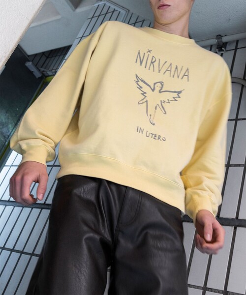 NIRVANA × monkey time＞プリント クルーネック スウェット