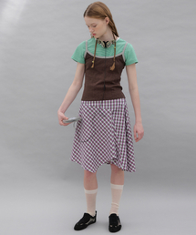 POEV（ポエブ）の「Checked Asymmetric Skirt - Pink（スカート）」