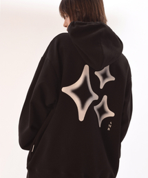 スリースターズ刺繍フードパーカーAHP1204(ブラック)