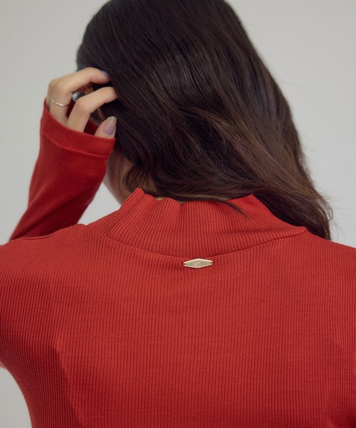 SALON adam et rope'(サロン アダム エ ロペ)の「Hug Silkハイネックプルオーバー(Tシャツ/カットソー・レディース・ブラック/レッド/ホワイト・FREE)」の5枚目の写真