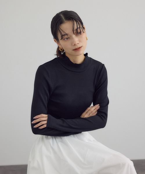 SALON adam et rope'(サロン アダム エ ロペ)の「Hug Silkハイネックプルオーバー(Tシャツ/カットソー・レディース・ブラック/レッド/ホワイト・FREE)」の12枚目の写真
