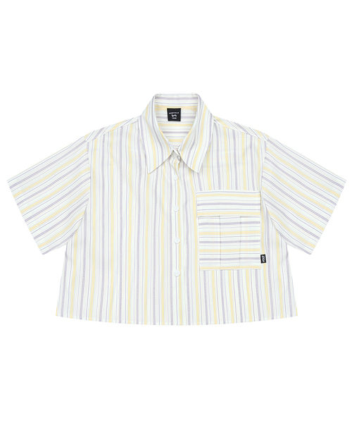 KINETICLO(キネティクロ)の「ストライプクロップ半袖シャツ(ラベンダー)(シャツ/ブラウス・レディース・その他・ONE)」の1枚目の写真