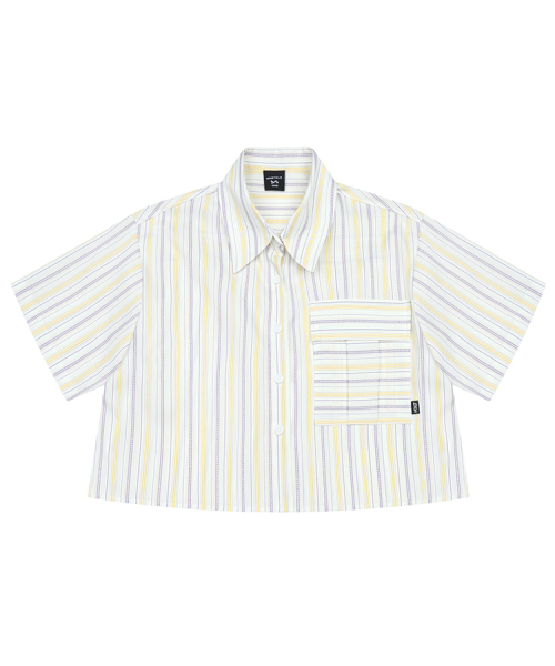 KINETICLO(キネティクロ)の「ストライプクロップ半袖シャツ(ラベンダー)(シャツ/ブラウス・レディース・その他・ONE)」の2枚目の写真