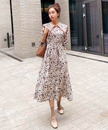 HERRINGBONE（ヘリンボーン）の「Long-sleeved vintage floral lovely embroidered shirt long dress / HD030W（ワンピース）」