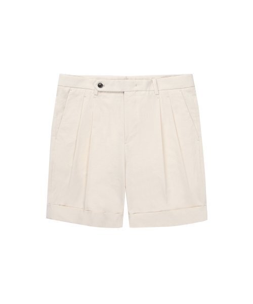 SOLEW(ソル)の「ツーピンタックテーパードバミューダパンツ_クリーム(その他パンツ・メンズ・その他・SMALL/MEDIUM/LARGE/X-LARGE)」の1枚目の写真
