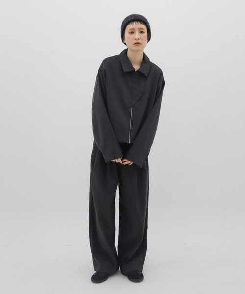 lit(リット)の「Wool Like Short Zip Blouson(ブルゾン・レディース・チャコールグレー/ブラック・FREE)」の10枚目の写真