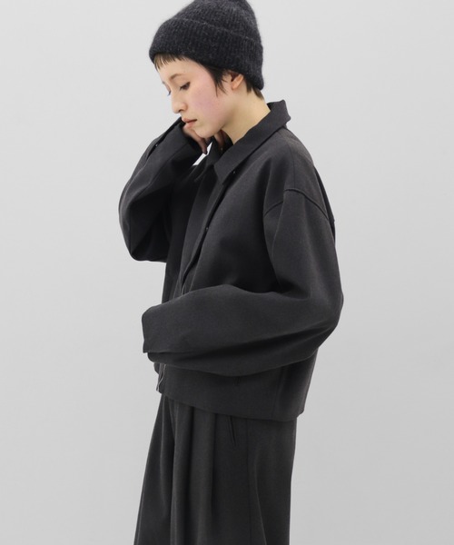 lit(リット)の「Wool Like Short Zip Blouson(ブルゾン・レディース・チャコールグレー/ブラック・FREE)」の4枚目の写真