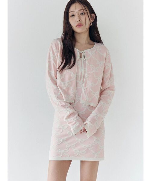 CALNAMUR（カルナムール）の「リボンジャガードキャミワンピース（ワンピース・レディース・ライトブルー/ピンク/アイボリー・FREE）」の7枚目の写真