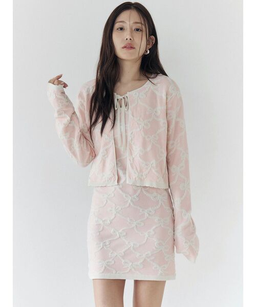 CALNAMUR（カルナムール）の「リボンジャガードキャミワンピース（ワンピース・レディース・ライトブルー/ピンク/アイボリー・FREE）」の8枚目の写真