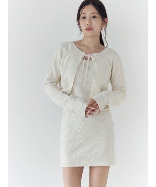 CALNAMUR（カルナムール）の「リボンジャガードキャミワンピース（ワンピース・レディース・ライトブルー/ピンク/アイボリー・FREE）」の12枚目の写真