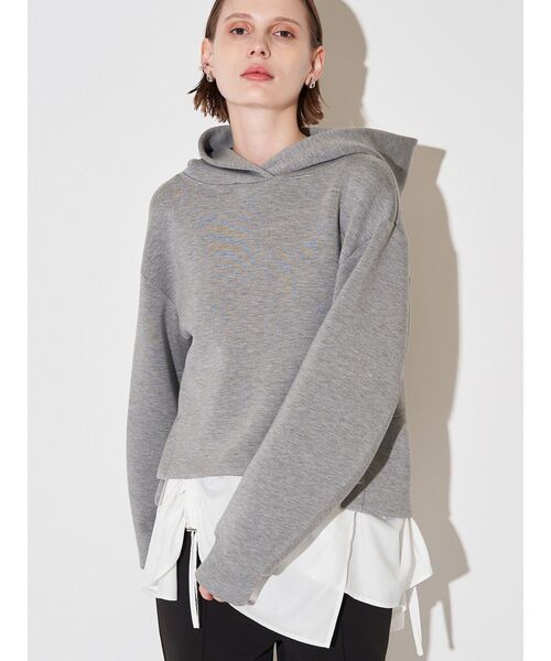 ELENDEEK（エレンディーク）の「ドロストブラウスセットフーディ（パーカー・レディース・ブラック/グレー/ブラウン・FREE）」の4枚目の写真