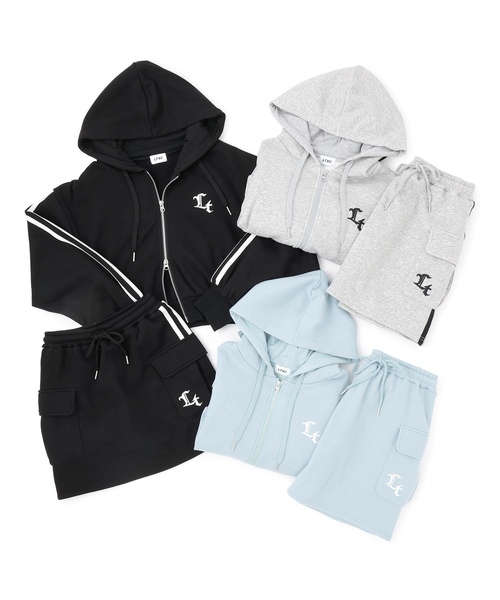 タイムセール❗️☆海外ウェアLucky in Love セットアップ　US-XS LTXC/裏シャギー】ジップパーカーセットアップ（セットアップ