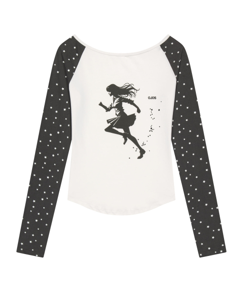 OJOS（オホス）の「Star Reglan Long Sleeve / Charcoal（Tシャツ/カットソー・レディース・その他・2/3/1）」の2枚目の写真