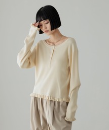 LOWRYS FARM | マルチボーダーフリルタイトLS 642942(ニット/セーター)