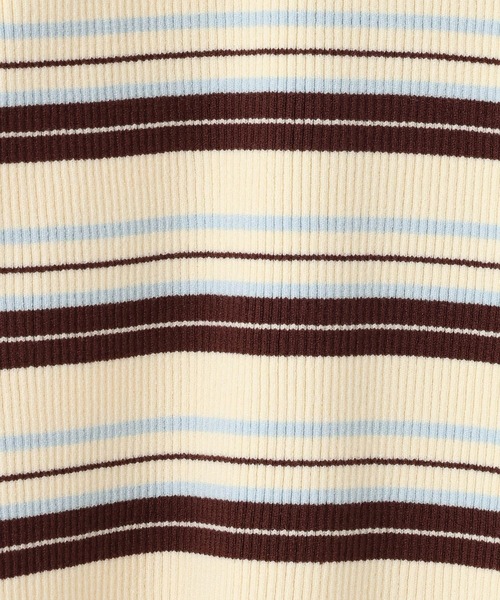 LOWRYS FARM（ローリーズファーム）の「マルチボーダーフリルタイトＬＳ　642942（ニット/セーター・レディース・アイボリー/ブラウン/ネイビー/ホワイト/グレー・FREE）」の10枚目の写真