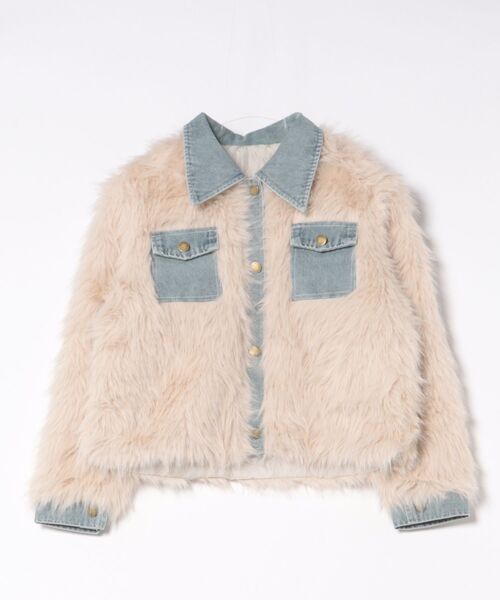 STYLEBLOCK（スタイルブロック）の「デニム切り替えフェイクファージャケット（デニムジャケット・レディース・グレー/ベージュ・FREE）」の9枚目の写真