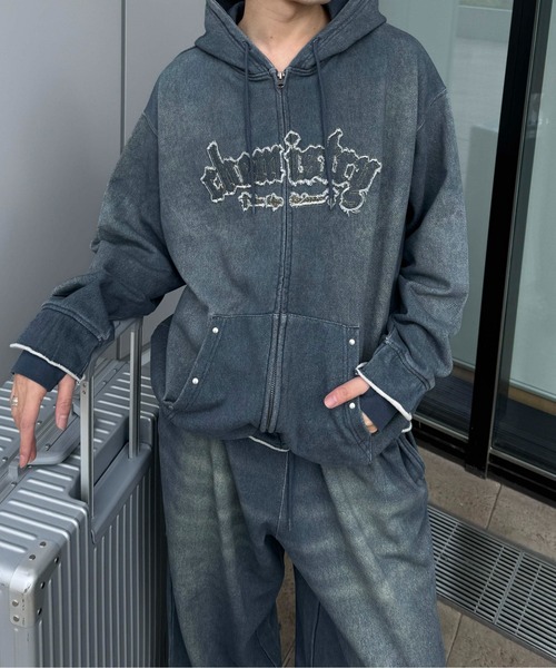 sedacle(セダクル)の「【26SS】デニムプリント加工ジップパーカー(パーカー・メンズ・インディゴブルー・MEDIUM/LARGE/SMALL)」の11枚目の写真