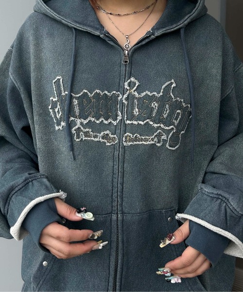 sedacle(セダクル)の「【26SS】デニムプリント加工ジップパーカー(パーカー・メンズ・インディゴブルー・MEDIUM/LARGE/SMALL)」の4枚目の写真