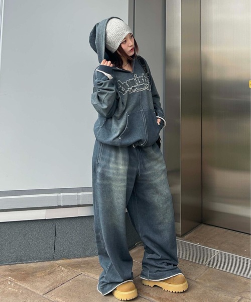 sedacle(セダクル)の「【26SS】デニムプリント加工ジップパーカー(パーカー・メンズ・インディゴブルー・MEDIUM/LARGE/SMALL)」の10枚目の写真