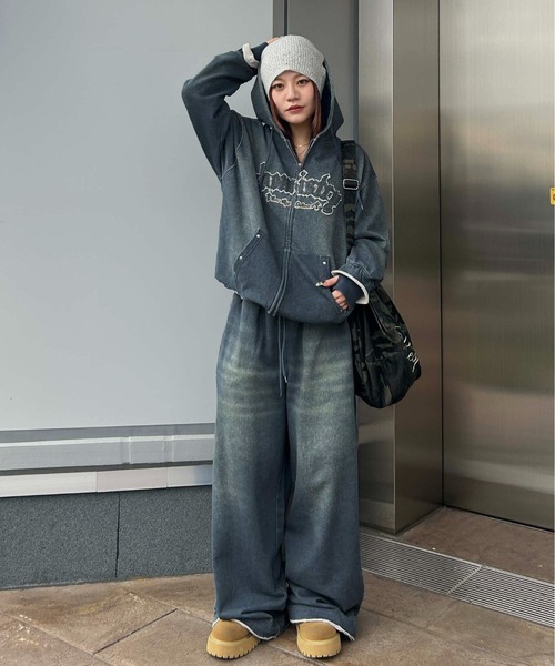 sedacle(セダクル)の「【26SS】デニムプリント加工ジップパーカー(パーカー・メンズ・インディゴブルー・MEDIUM/LARGE/SMALL)」の6枚目の写真